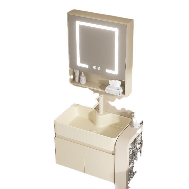 Small-sized washbasin, bathroom washbasin, pool, cream style, multi-layer thickened solid wood bathroom cabinet, combination washbasin Item Picture