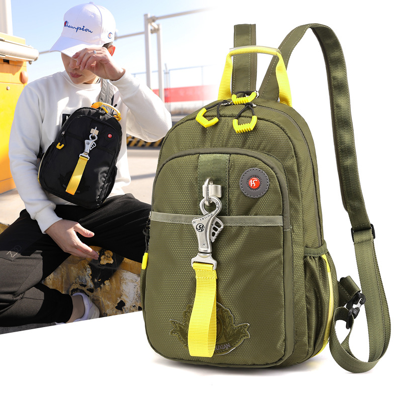 New cross-border crossbody bag, men's casual sports lightweight chest bag, single-shoulder and double-shoulder dual-purpose nylon backpack factory direct sales full figure