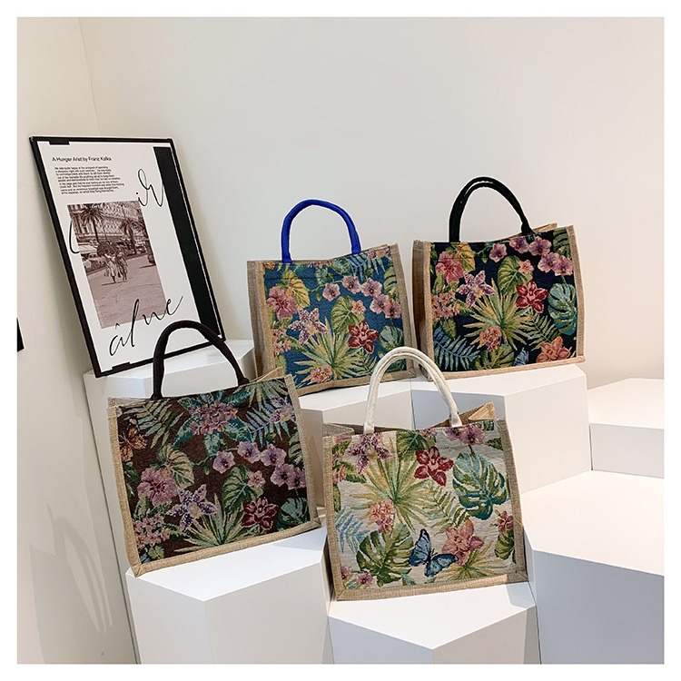 New fashionable and simple commuter tote bags for women, large-capacity hand-held cotton and linen single-shoulder bags wholesale full figure