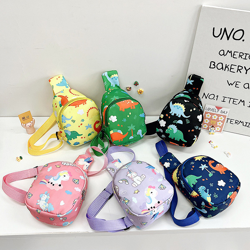 Children's bag, cute and playful dinosaur print baby coin purse, mother and baby supply, new foreign trade boys' and girls' chest bag full figure