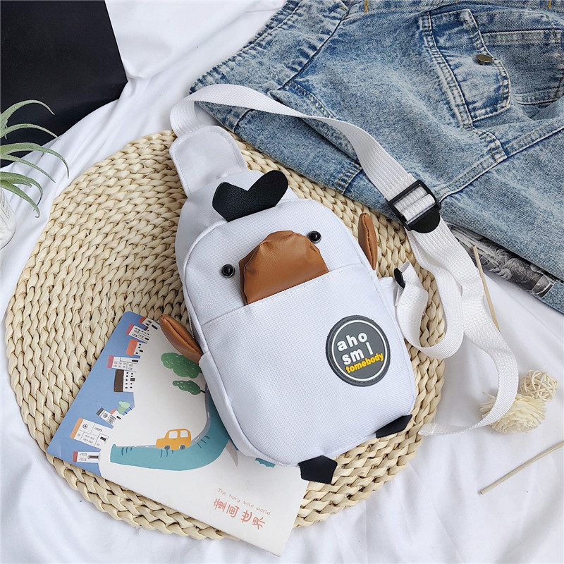 2019 Summer New style bags: Women's fashion children's chest bag, funny and popular duck waist bag, canvas single-shoulder crossbody bag Specification drawing