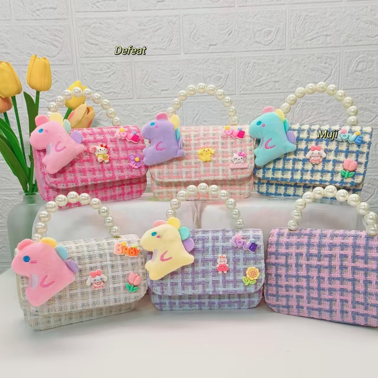 Pearl handbag, princess bag, little dinosaur, little girl, loose change accessory bag, little chanel-style chain bag, crossbody single-shoulder bag full figure