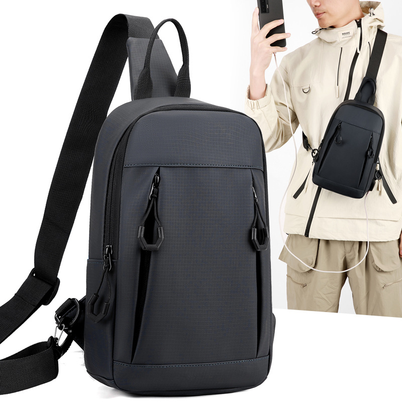 Cross-border men's chest bag, large-capacity multi-functional single-shoulder bag, men's fashionable Korean version versatile crossbody bag, business chest bag full figure