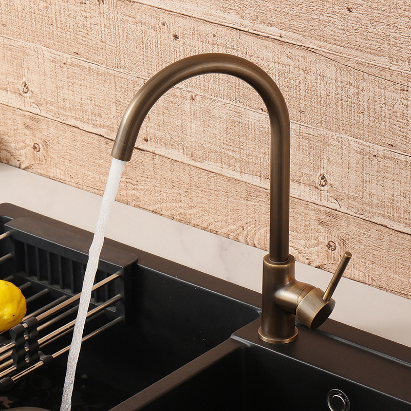 Kitchen household antique kitchen sink faucet splash-proof cold and hot dual-control retro sink sink CF2301 Application Scenario