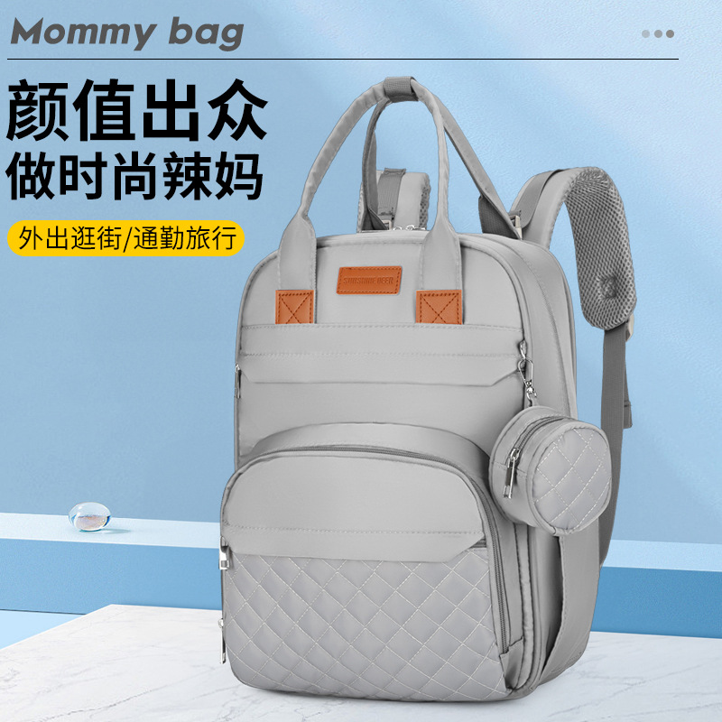 Cross-border exclusive for mother and baby bags, 2025 new large-capacity portable travel diaper bag for both shoulders, printable Mommy bag full figure