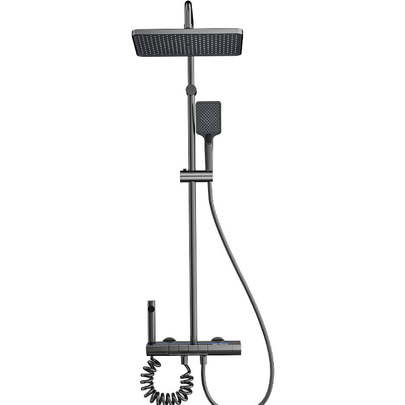 Zhengba Ambient light Digital display Space Aluminum household Shower head, bathroom square shower head set, pressurized concealed shower head Item Picture