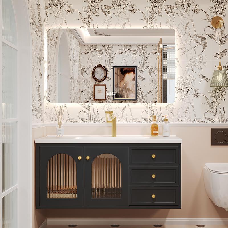 Av8 Oak French Retro bathroom cabinet, ceramic integrated basin, bathroom washbasin cabinet, combination washbasin details Picture