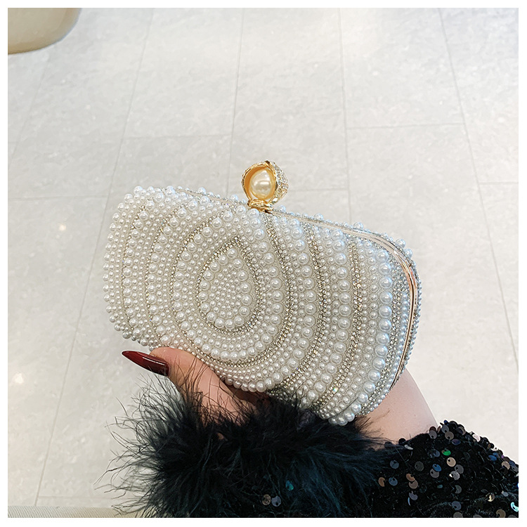 New pearl bags for women, sweet ladies, pearl clutch bags, water drop pearl chain bags for socialites, party and dinner bags Specification drawing