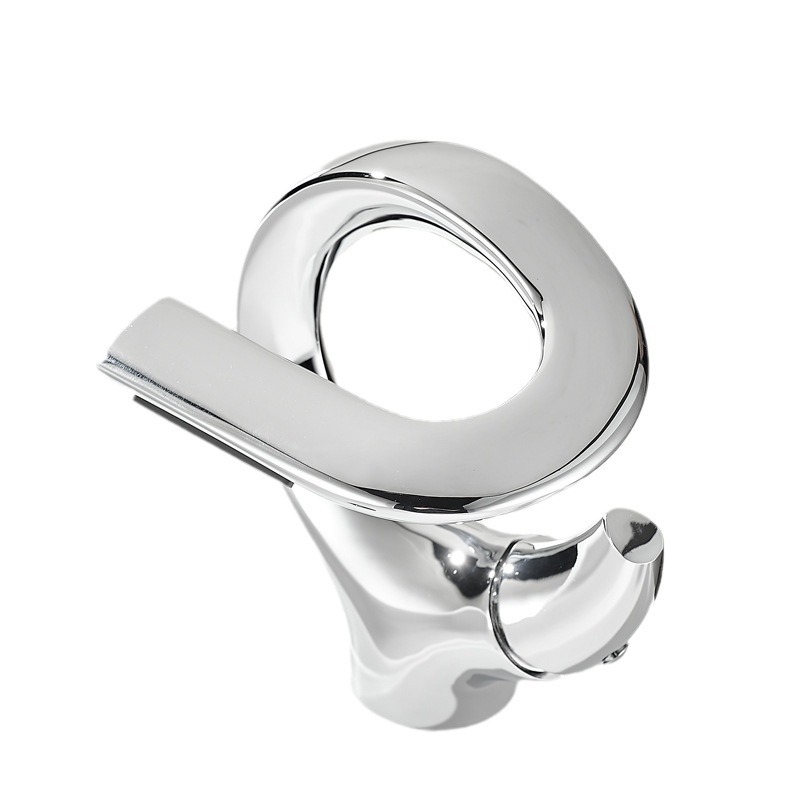 All-copper creative art washbasin, gun grey faucet, waterfall-style splash-proof bathroom cabinet, basin faucet Item Picture