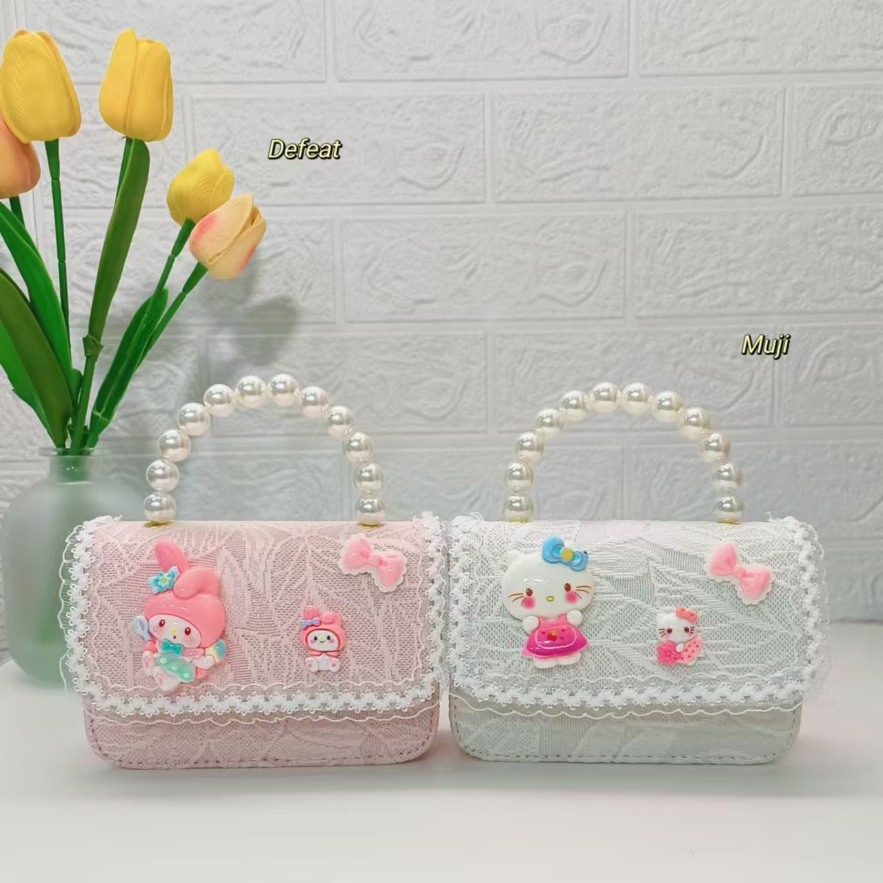 Melody Pearl handbag, Kuromi Children's bag, Little Girl chain bag, crossbody bag, coin purse, chain bag, Trendy Specification drawing