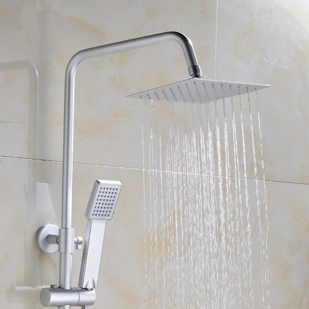 Simple golden space aluminum shower head set, cross-border exclusive, concealed button pressurized showerhead shower shower Application Scenario