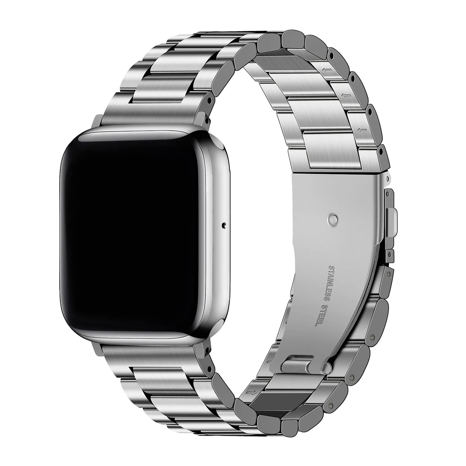 Suitable for Apple iwatch straps, three-bead metal stainless steel straps, Huawei clasp straps, Apple Watch steel straps Item Picture