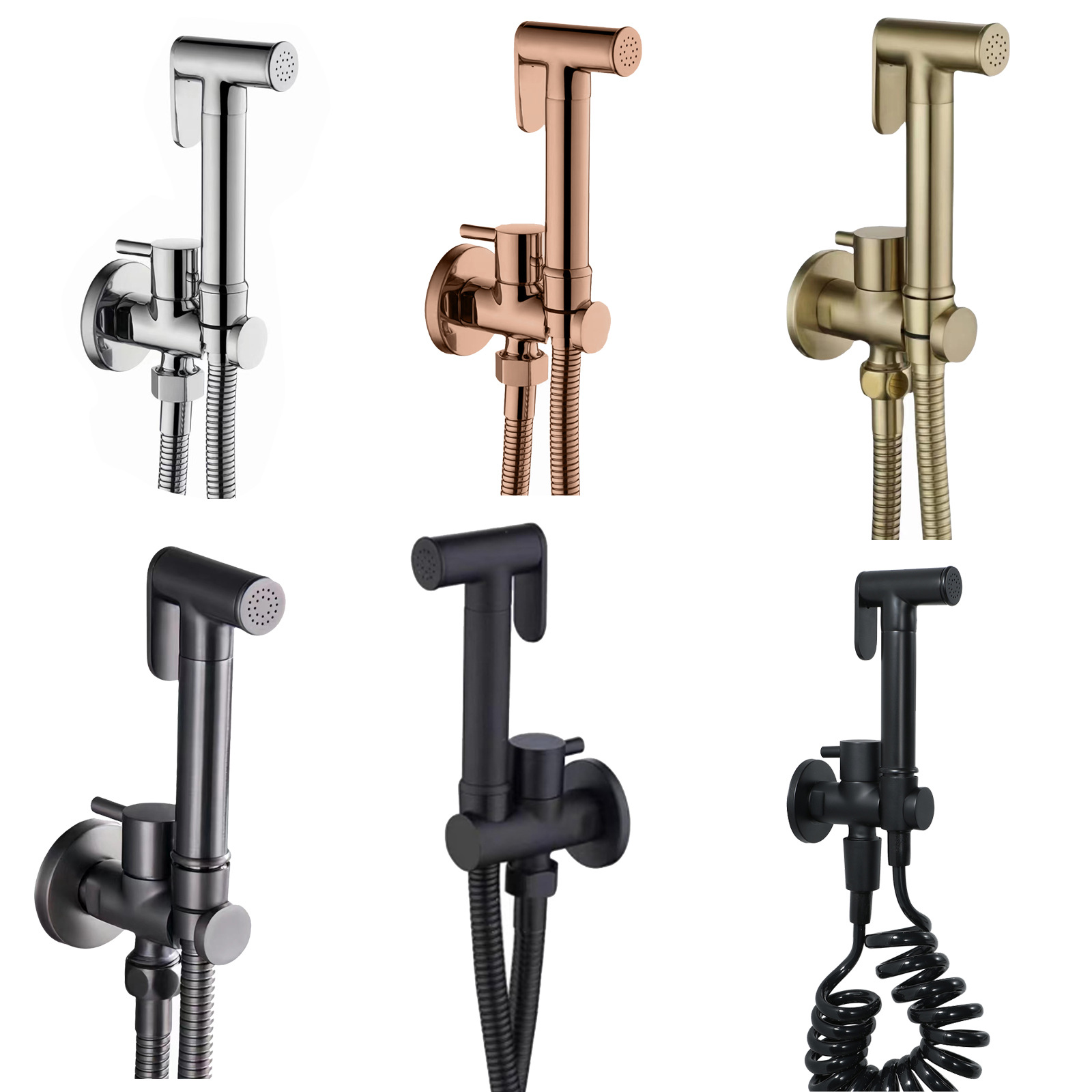 Black bathroom sink, toilet spray gun set, kitchen high-pressure flush, shower head, single Angle valve, hose full figure