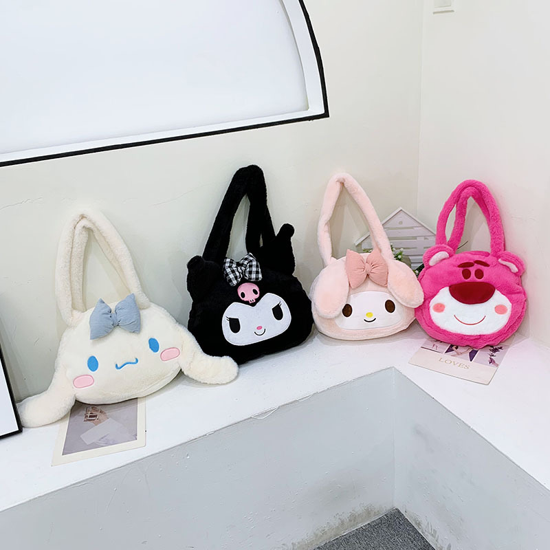 Japanese Instagram-style large-capacity cartoon plush single-shoulder bag 2023 new style Strawberry Bear Girl handbag full figure