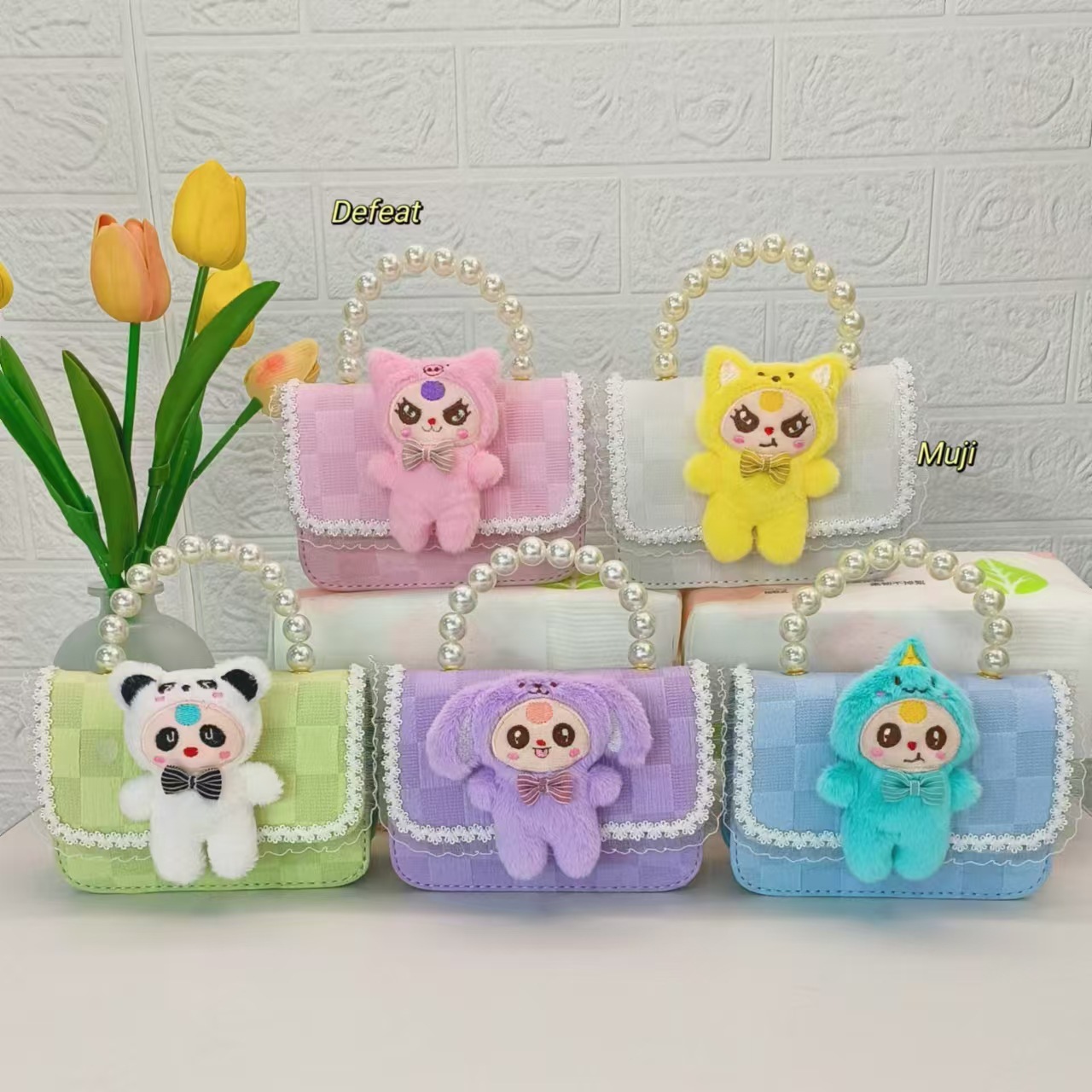 Plush toys, children's bags, pearl handbags, little girls, princess bags, chain bags, crossbody bags, accessory bags Specification drawing