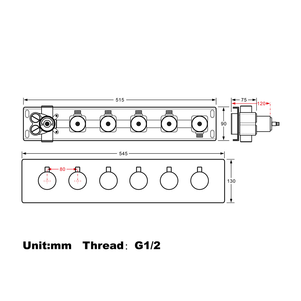 HIDEEP built-in concealed five-function shower bathroom brass thermostatic valve body switch HIHSPJ066 Item Picture