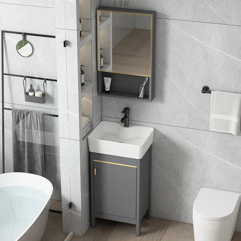 Floor-standing bathroom cabinet, small-sized bathroom washbasin combination, space ultra-narrow washbasin, washbasin and sink, simple details Picture