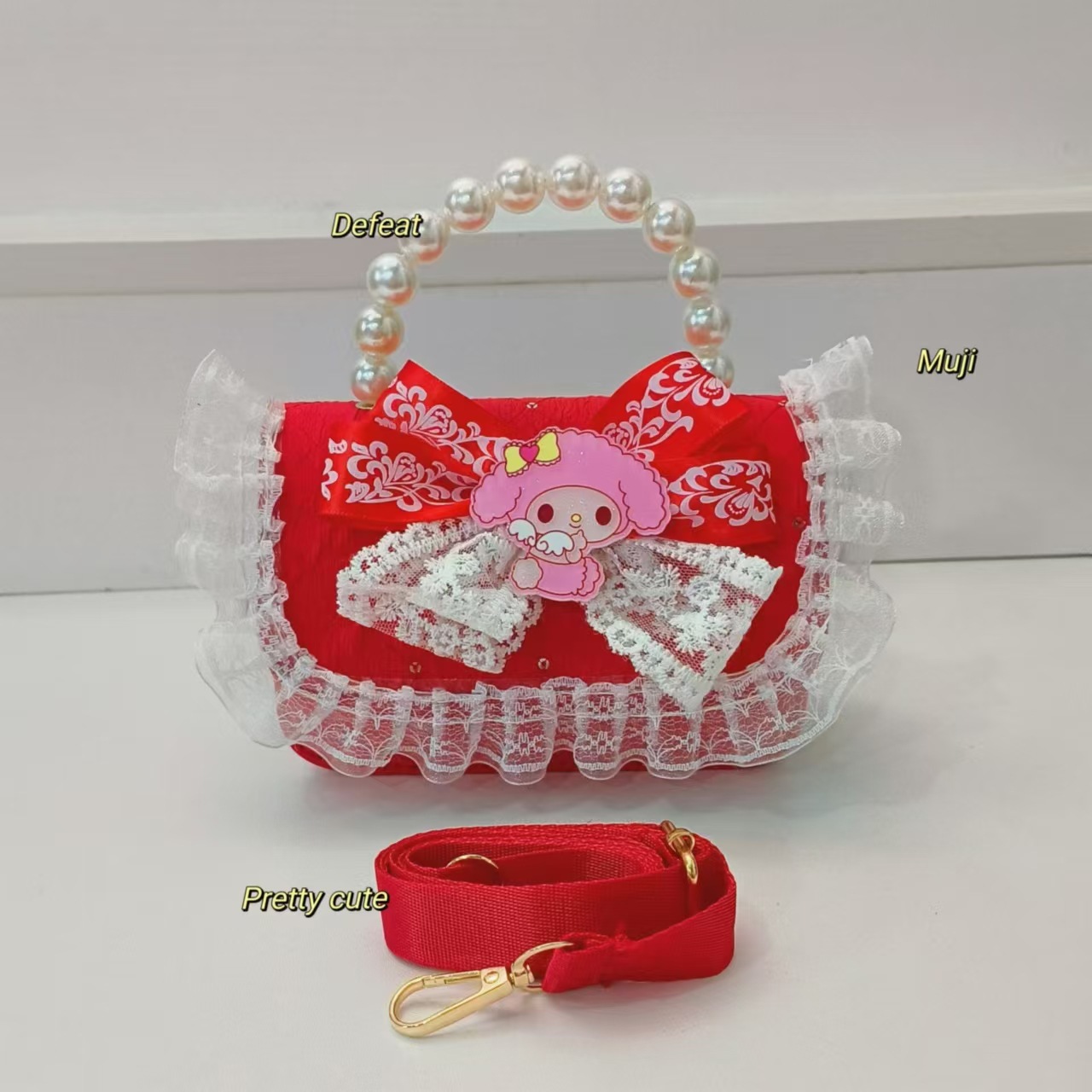 Melody Pearl handbag, cartoon bag, single-shoulder crossbody bag, loose change accessory bag, chain bag, small square bag, children's bag Application Scenario