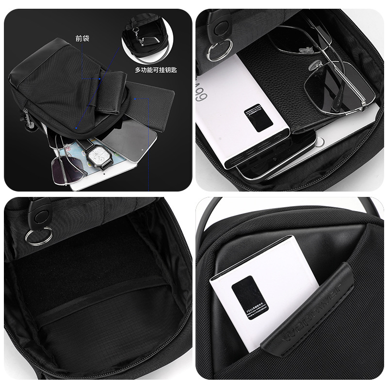 WEPOWER's new men's crossbody bag, a fashionable hand-held crossbody bag, is a casual multi-functional water-resistant chest bag Application Scenario
