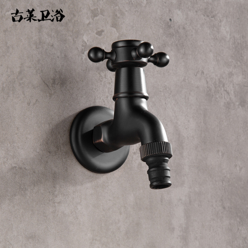 Black extended 4/6 inch washing machine special faucet, mop sink, European-style all-copper quick-opening single cold water nozzle details Picture