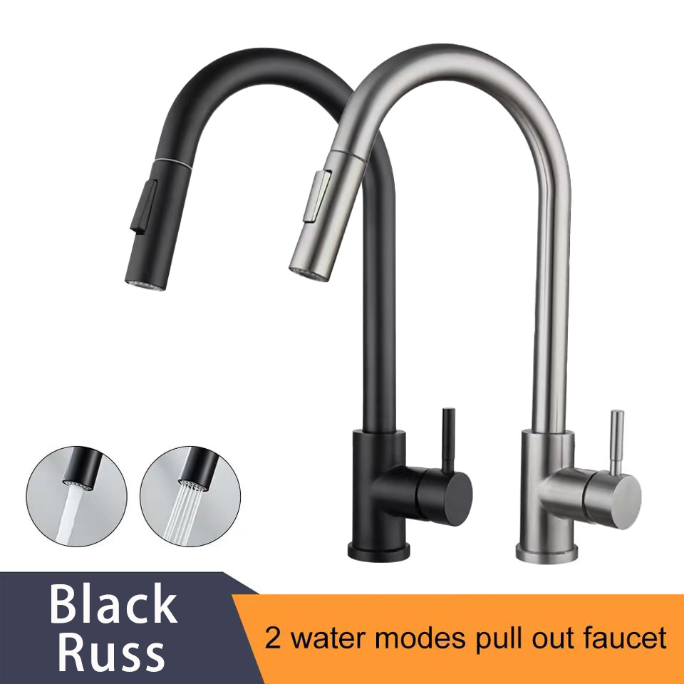 Cross-border South American 304 stainless steel pull-out faucet, cold and hot household kitchen sink, sink, water faucet details Picture