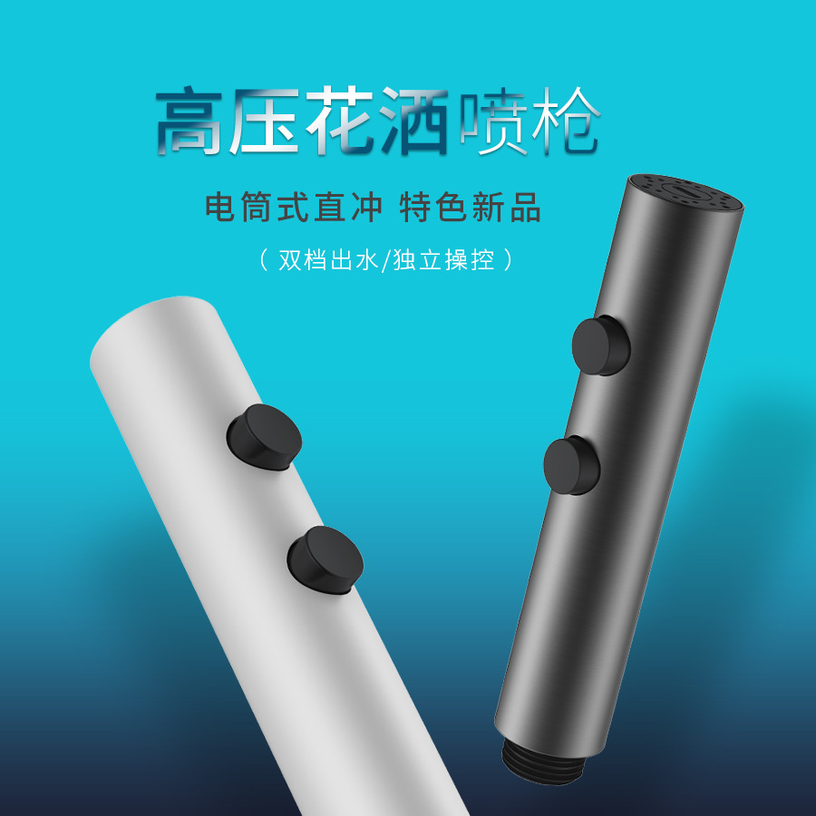 Wholesale of stainless steel double-button high-pressure feminine washers, toilet companions, spray guns, and 2-speed pressurized flushing nozzles for bathrooms details Picture