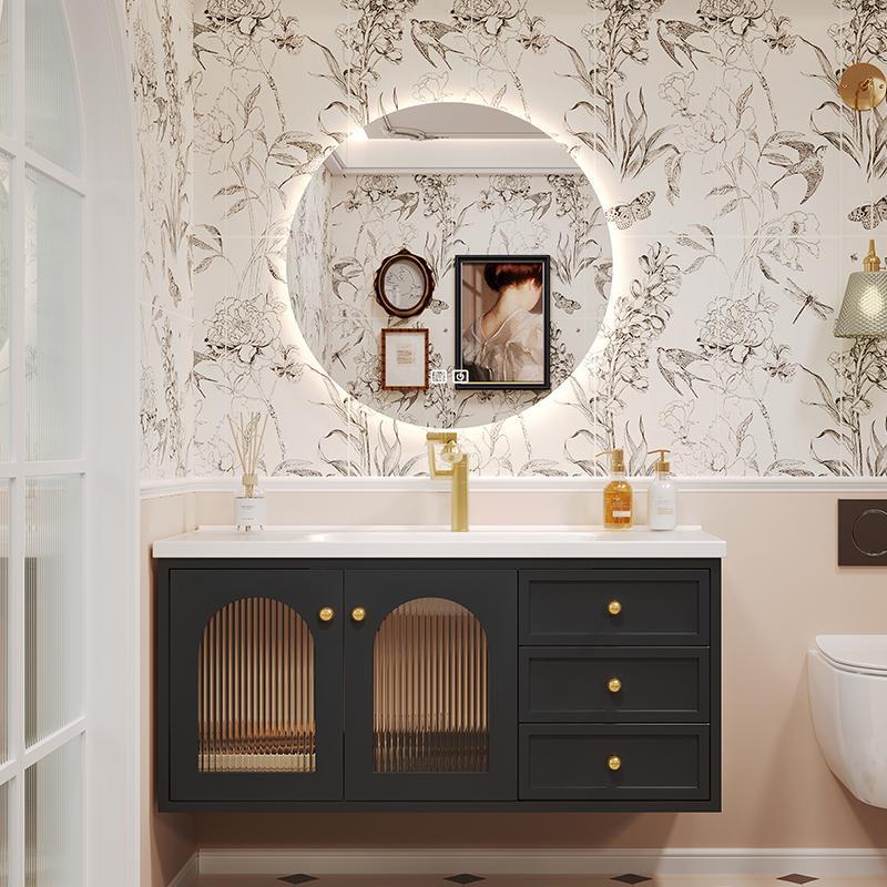 Av8 Oak French Retro bathroom cabinet, ceramic integrated basin, bathroom washbasin cabinet, combination washbasin Specification drawing