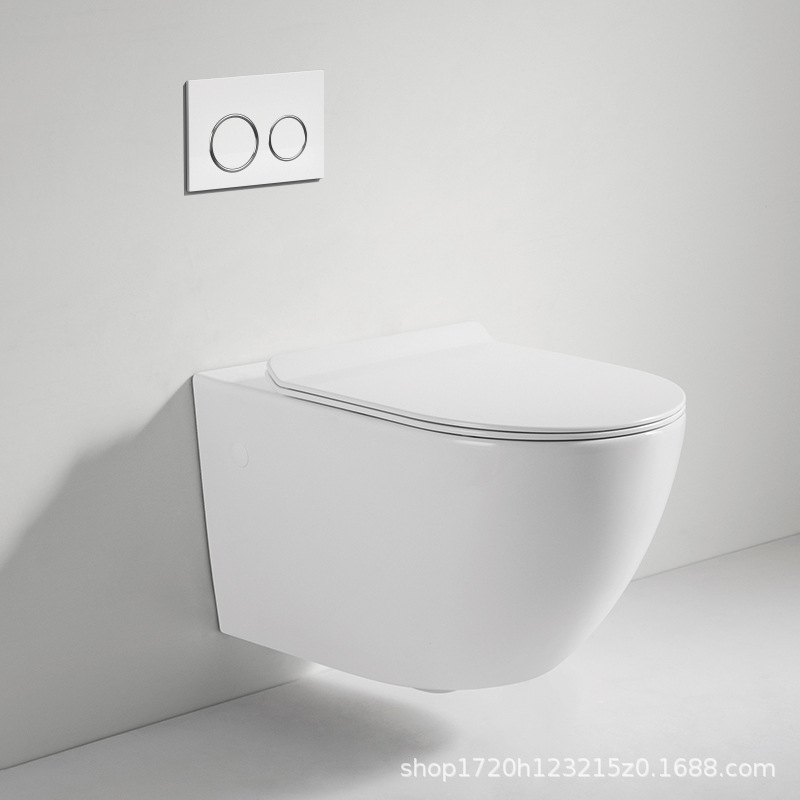 CE export hotel toilet project: Wall-mounted ceramic toilet, wall-mounted panel, concealed wall-mounted toilet details Picture