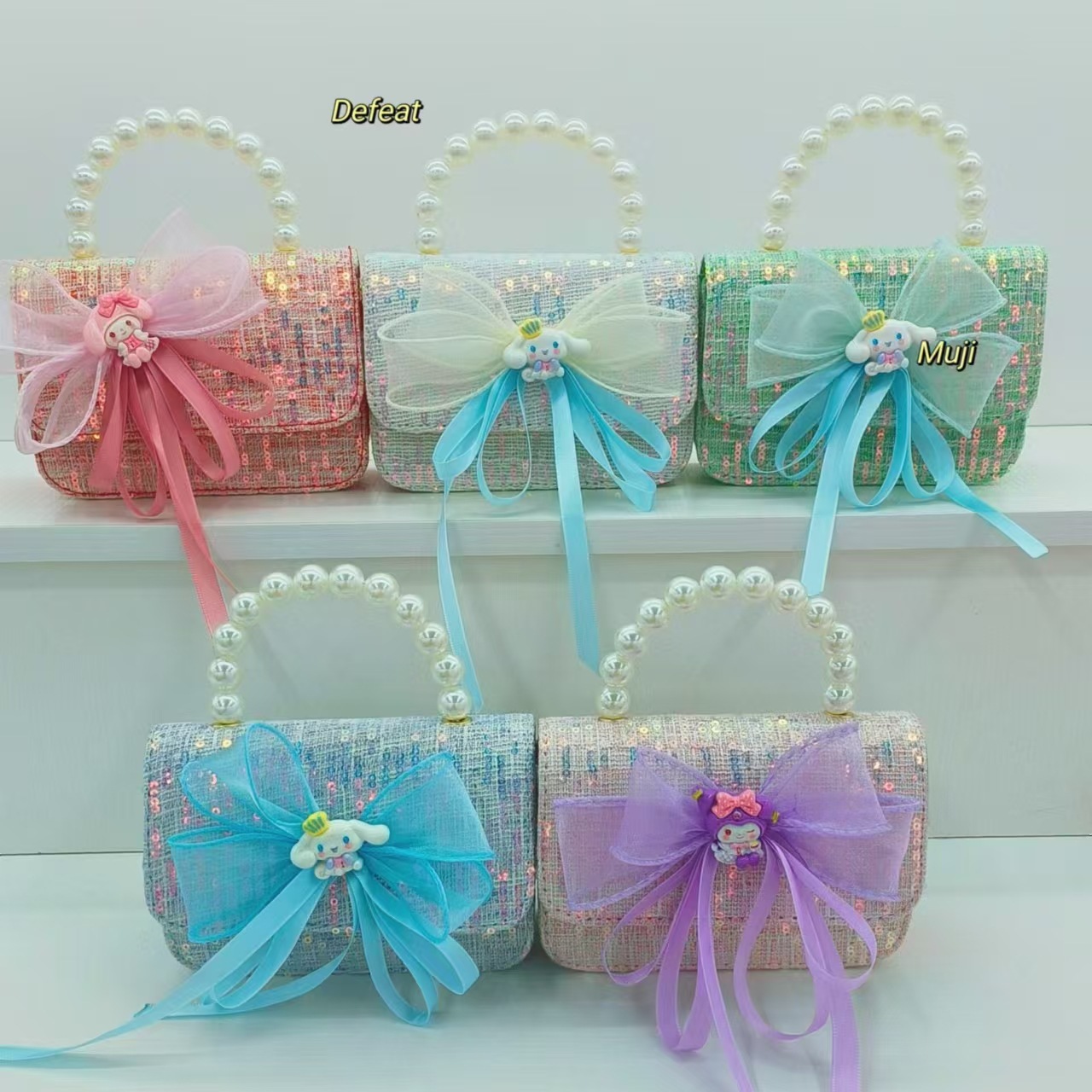 Melody Pearl hand-held princess bag, crossbody Kumi accessory bag, Bow Girl Lucky money bag, chain bag full figure