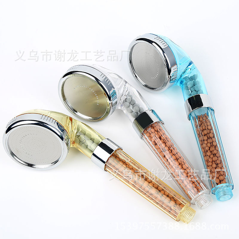 Cross-border negative ion pressurized showerhead with switch, hand-held abs showerhead, Japanese three-speed water-stop showerhead Item Picture