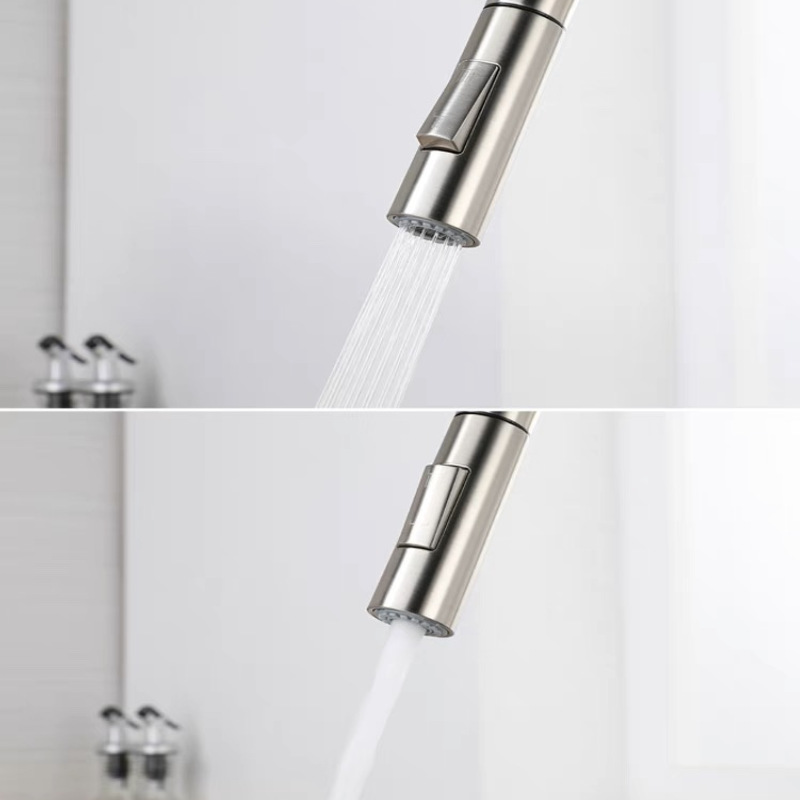 Black kitchen pull-out faucet, dual-mode hot and cold water outlet for the sink, foreign trade gun gray Grohe faucet Application Scenario