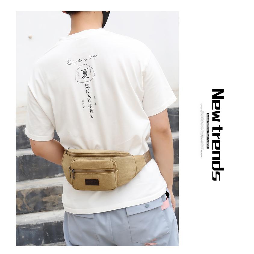 Men's multi-layered multi-functional waist bag, outdoor sports thickened canvas crossbody bag, cash register water-resistant Application Scenario