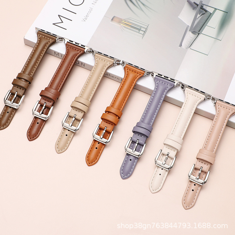 Suitable for apple Watch 7/6/se/5 Mini Waist genuine leather straps and new iWatch 4/3 straps full figure