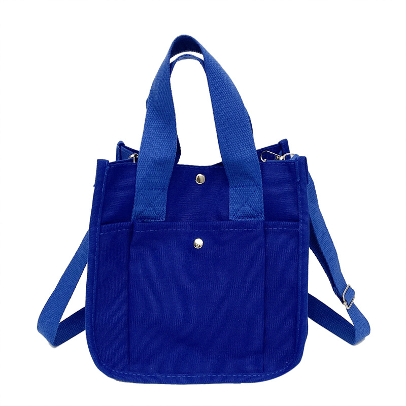 Casual Japanese-style small bag 2024 Summer new student solid color canvas crossbody bag, women's single-shoulder hand-held small square bag Item Picture