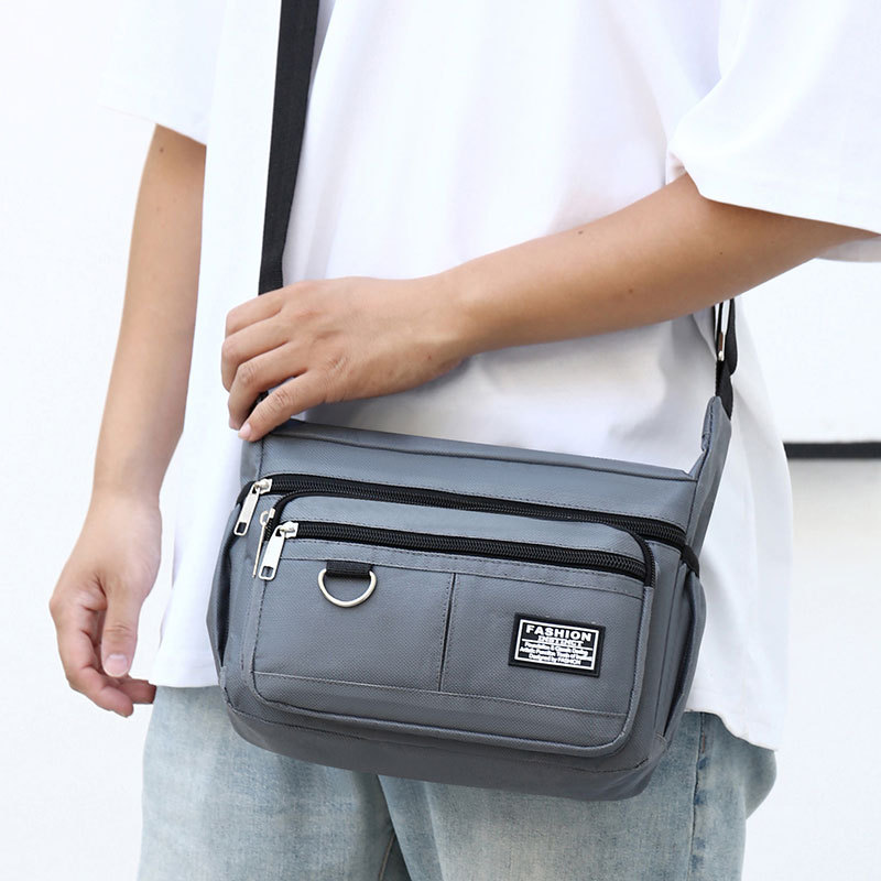 Men's crossbody bag, large-capacity commuting single-shoulder bag, durable, waterproof, casual, fashionable and trendy, multi-layered men's bag Specification drawing