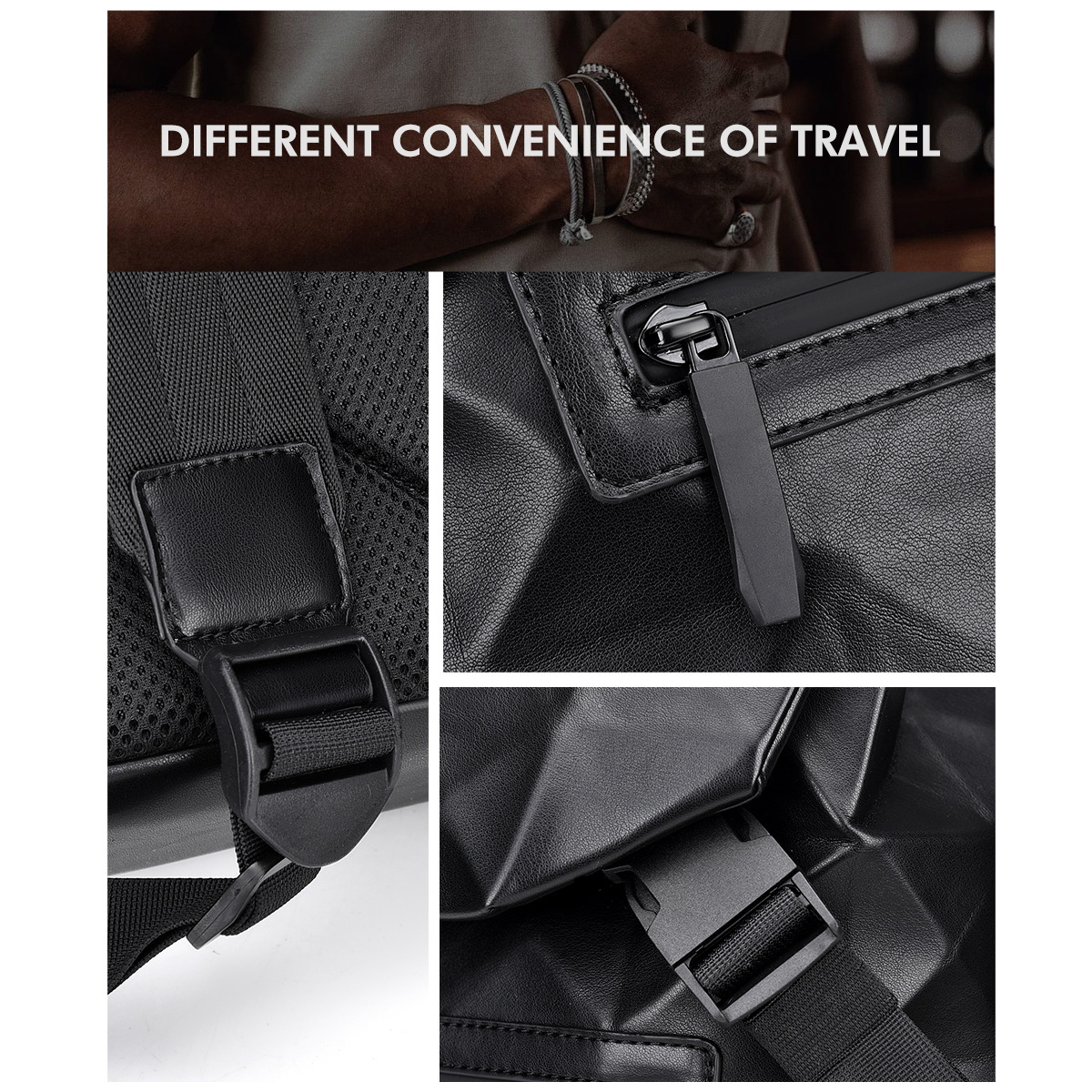 New diamond-shaped men's casual backpack, business commuting, large-capacity travel, fashionable computer bag, student schoolbag Application Scenario