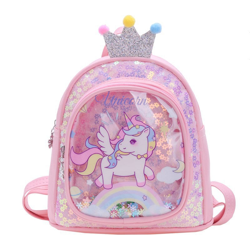 2024 New Sequined Kindergarten Gifts: Small schoolbags, children's backpacks, girls' mini cartoon Little Horse Sequined princess bags Application Scenario