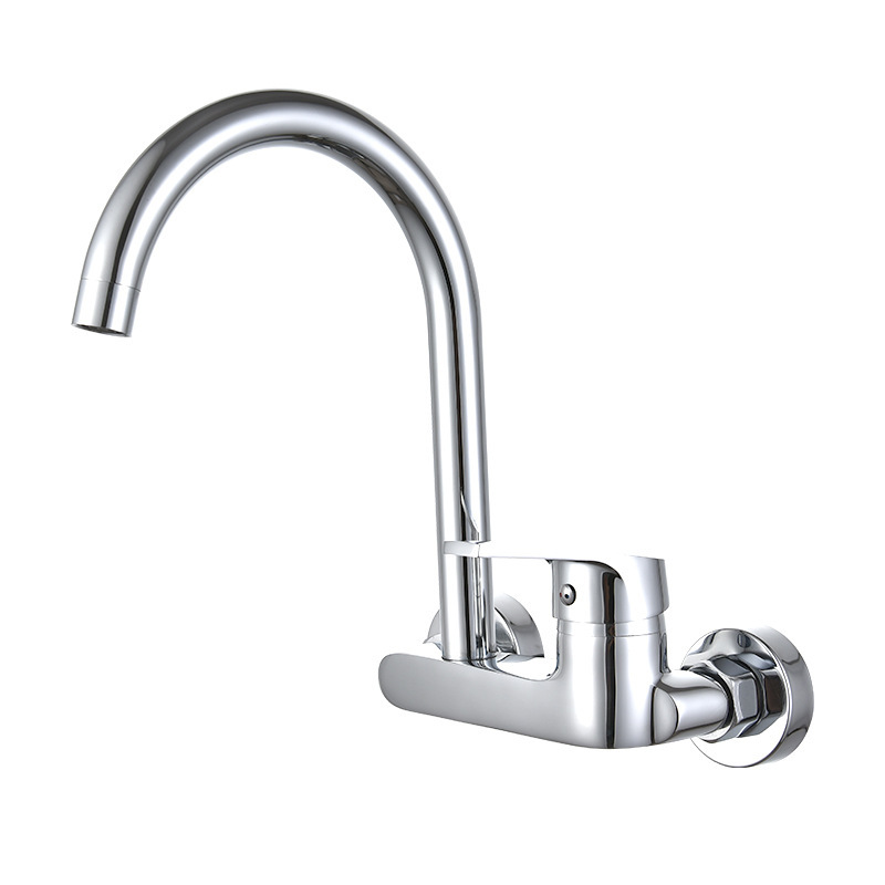 Copper wall-mounted hot and cold vegetable basin faucet, hot and cold water wall outlet faucet, kitchen faucet, laundry sink hot and cold faucet Item Picture