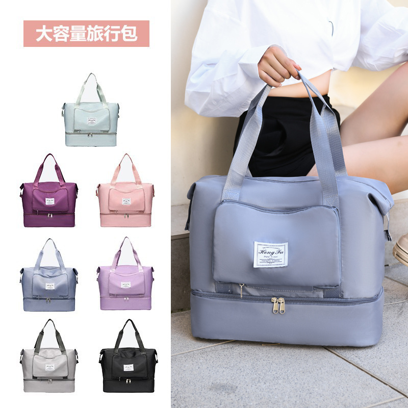 Factory direct sale Korean version large-capacity expandable luggage bag, travel bag, portable yoga and fitness bag for women to go out full figure