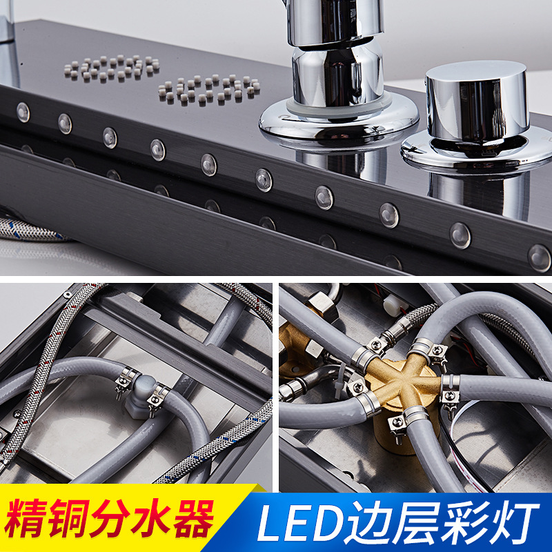 Stainless steel Shower screen, shower head set, digital display Shower panel, constant-temperature integrated shower screen Application Scenario