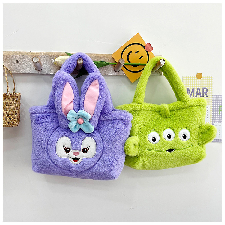 Autumn and winter cartoon plush bag, cute Kuromi fluffy children's bag, parent-child handbag, girls' single-shoulder bag Specification drawing