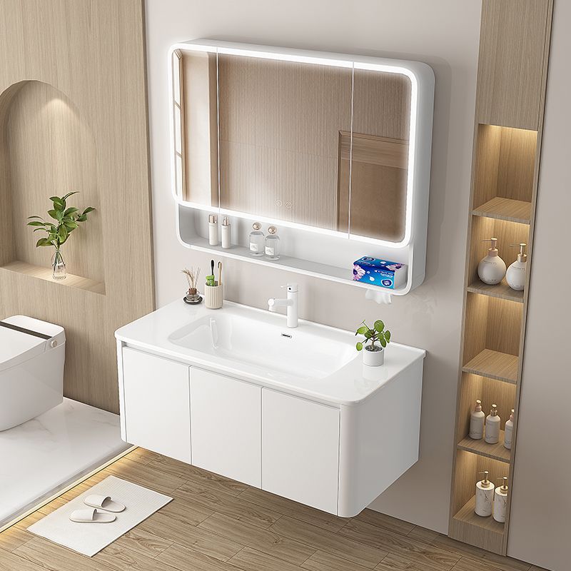 Arc-shaped honeycomb aluminum thickened space aluminum bathroom cabinet, ceramic integrated basin, washbasin, countertop, integrated face and washbasin full figure