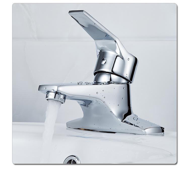 Copper single handle double double-hole direct entry cold and hot water basin faucet, three-hole washbasin faucet full figure