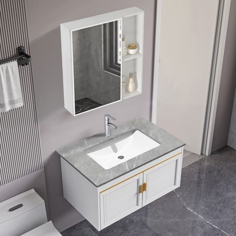 Modern and simple bathroom cabinet combination, ceramic rock plate washbasin, space aluminum bathroom toilet washbasin cabinet combination Specification drawing