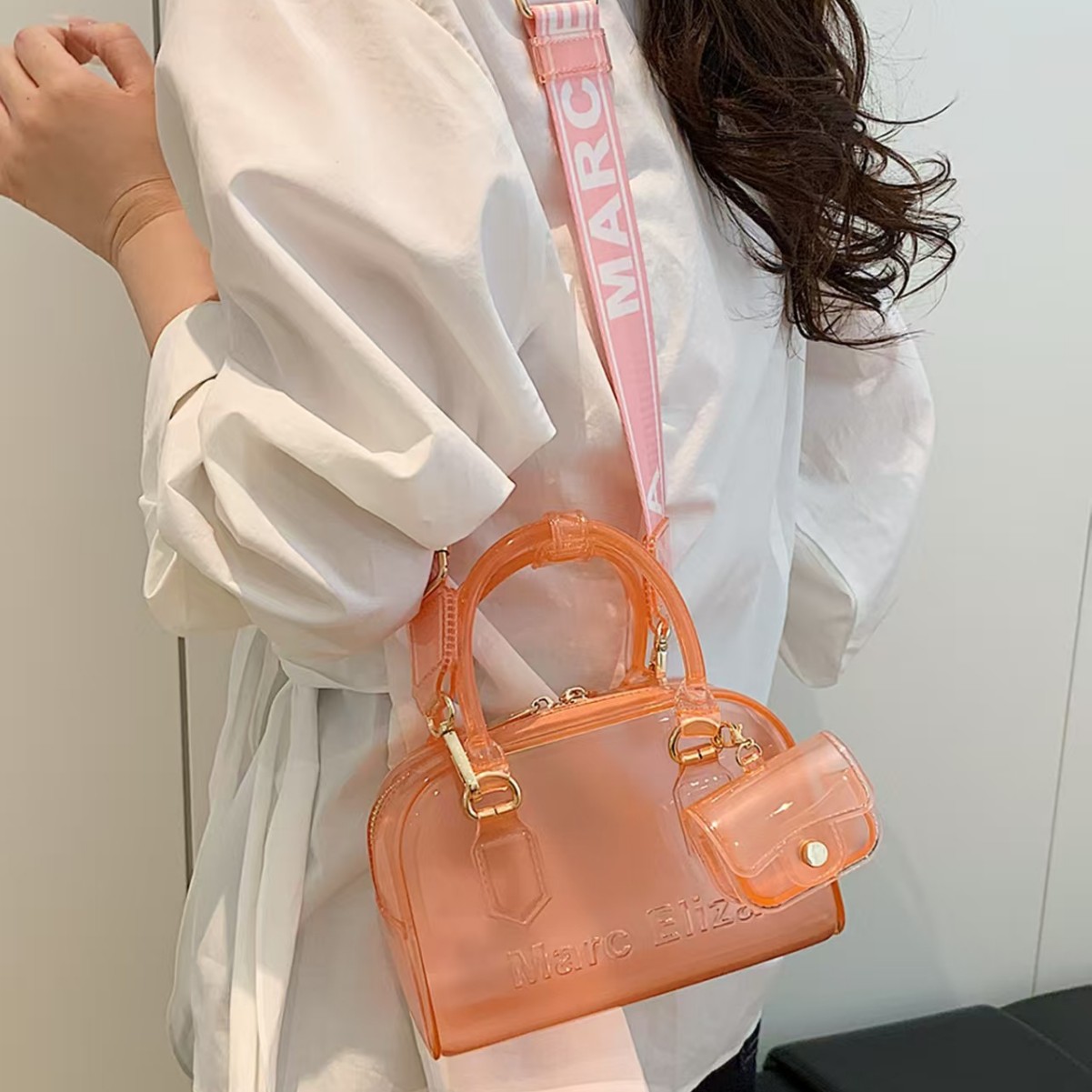 2025 New cross-border bestseller Transparent jelly bag, fashionable and versatile soft handle handbag, summer women's crossbody bag details Picture