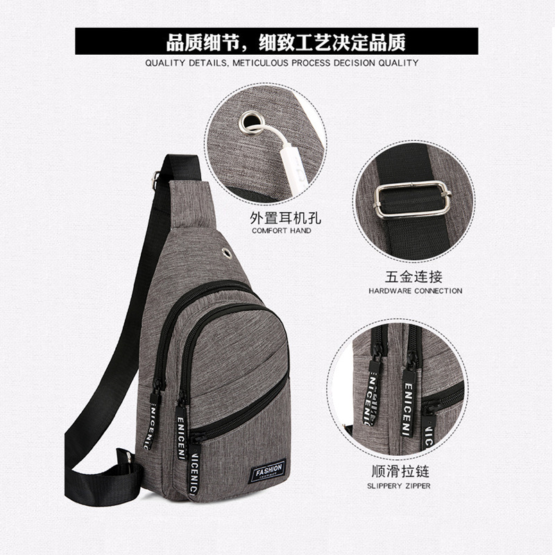 【 Physical Bestsellers 】 Men's chest bag, single-shoulder sport bag, crossbody bag, casual bag, Oxford cloth versatile men's bag details Picture
