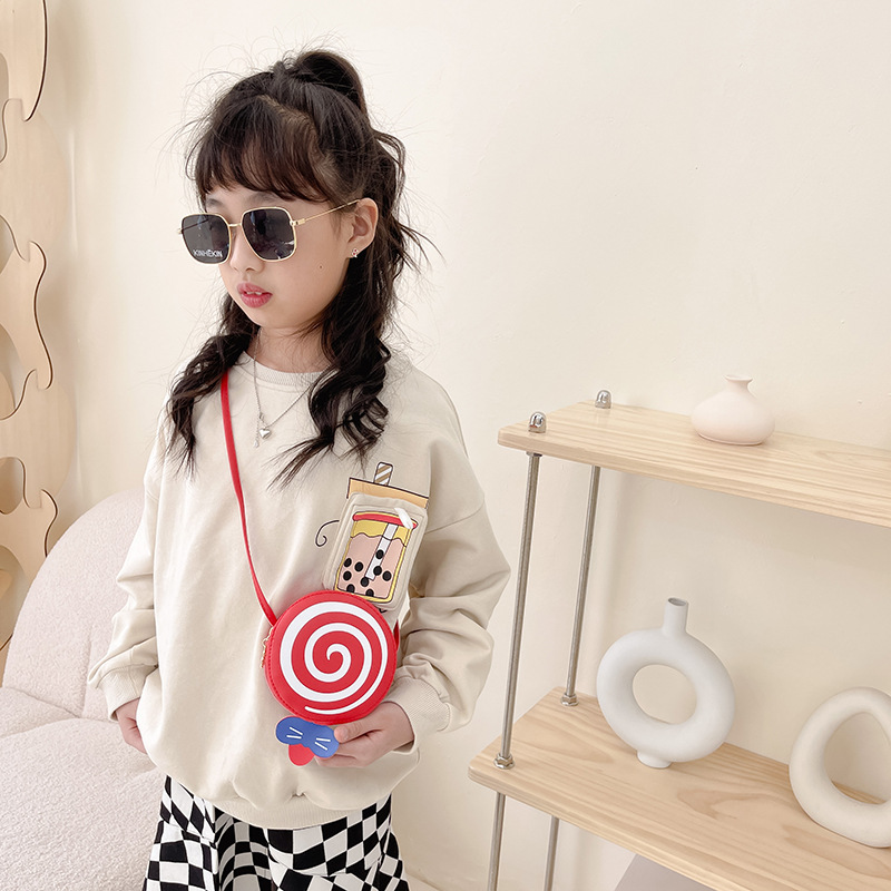 Cute children's bags 2022 new cartoon lollipop baby coin purse, cute single-shoulder crossbody bag, trendy bag details Picture