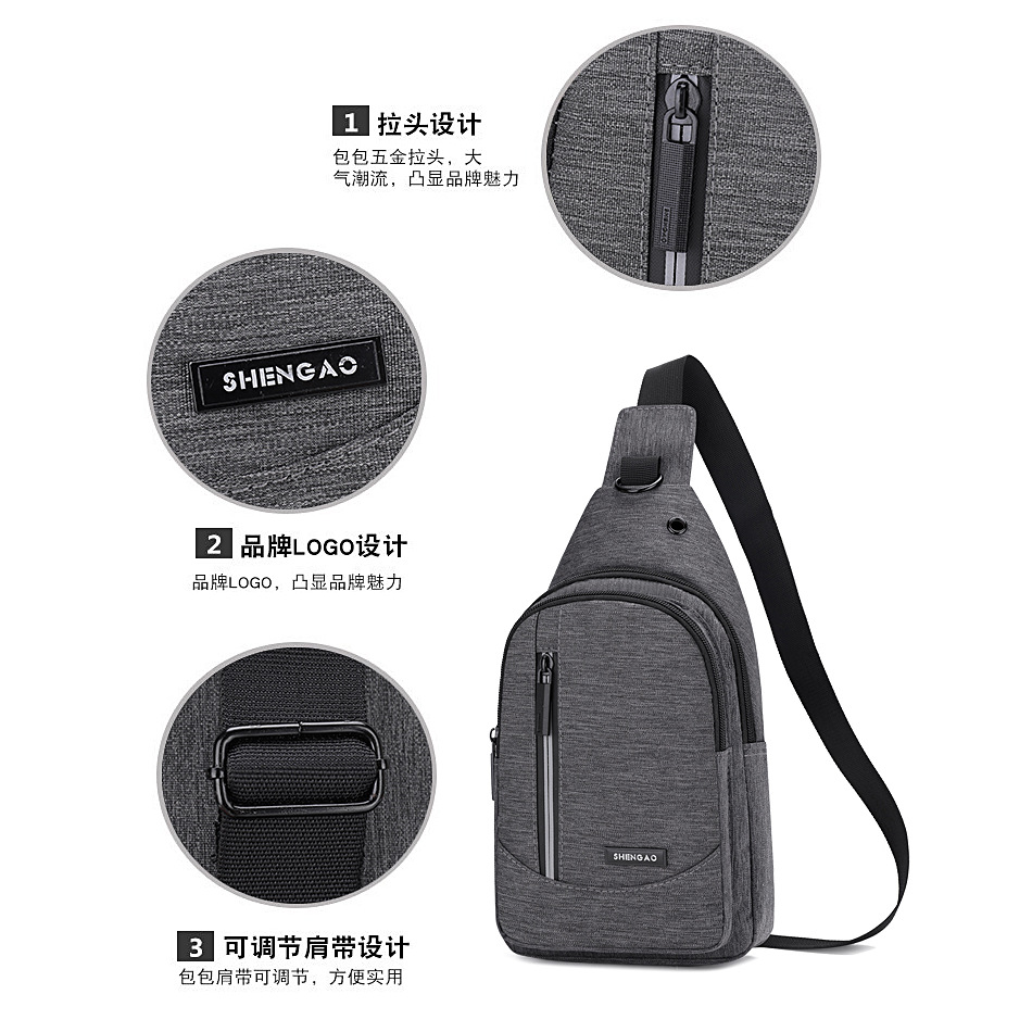 【 Business Chest Bag 】 Men's crossbody bag, casual large-capacity chest bag, Korean style versatile chest bag wholesale and consignment details Picture