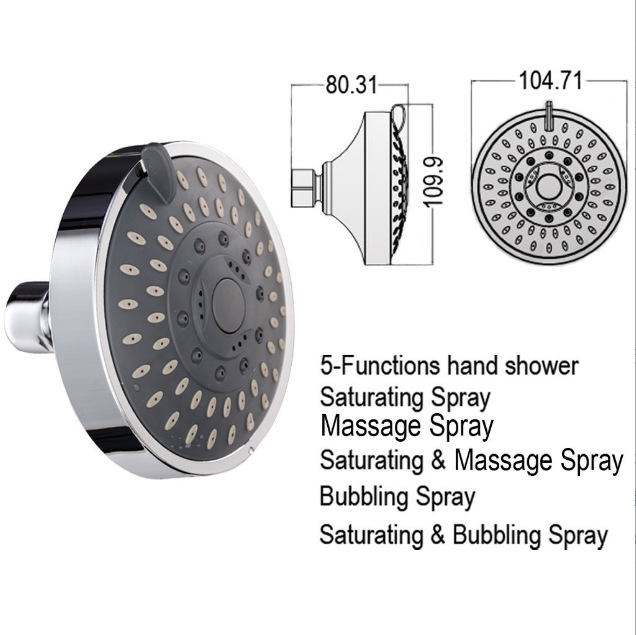 Cross-border American 4-inch concealed five-speed water-saving small top shower head, bathhouse and hotel shower head wholesale details Picture