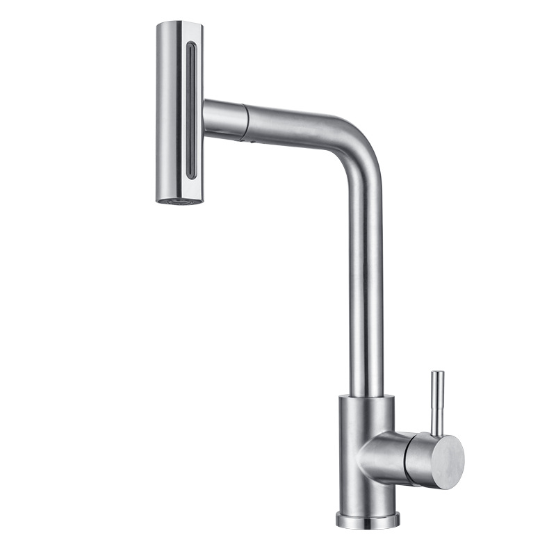 304 stainless steel kitchen pull-out faucet, waterfall four-function nozzle, sink, sink, hot and cold water faucet Item Picture